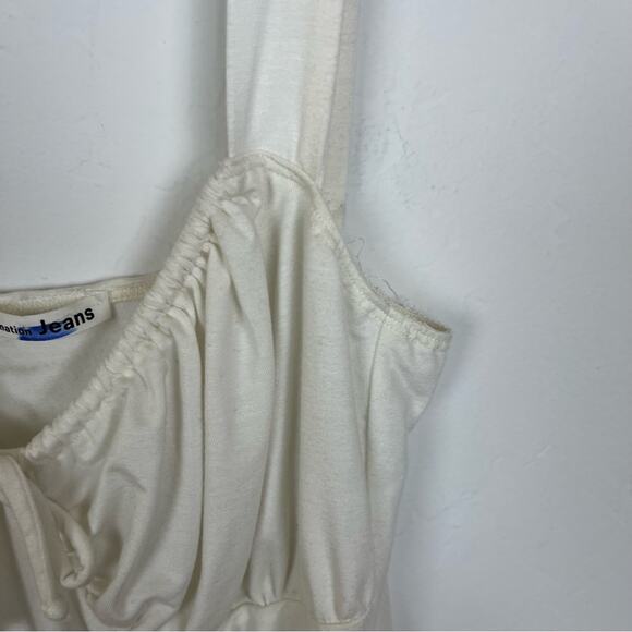 Reformation Nina Ruched Bodysuit in White Large - Picture 5 of 12